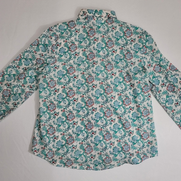 Vtg Floral Print Button Front Long Sleeve Blouse Top - Picture 11 of 12